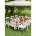 thumbnail image 3 of Outdoor Tablecloth with Umbrella Hole and Zipper, Christmas Rectangle Table Cloth 60x102 Inch Waterproof Tablecloth, Coastal Santa Claus Beach Cocount Tree on Linen Picnic Table Cover for Patio, 3 of 7