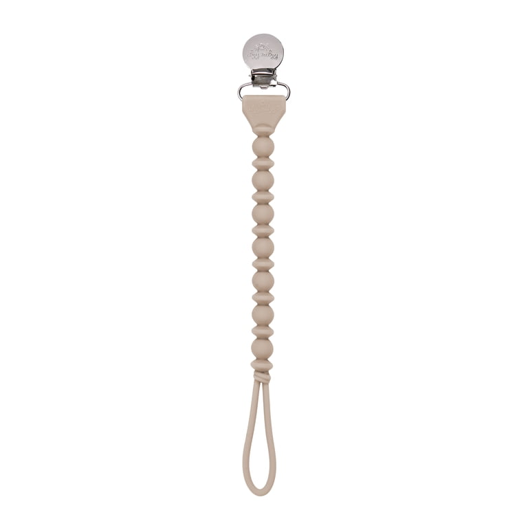 Itzy Ritzy Beaded Silicone Pacifier Clip, Toast photo 1