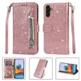 thumbnail image 1 of Case for FOXDOCK Samsung Galaxy A04s Glitter Zipper Wallet Case with Short Hand Strap, 1 of 4