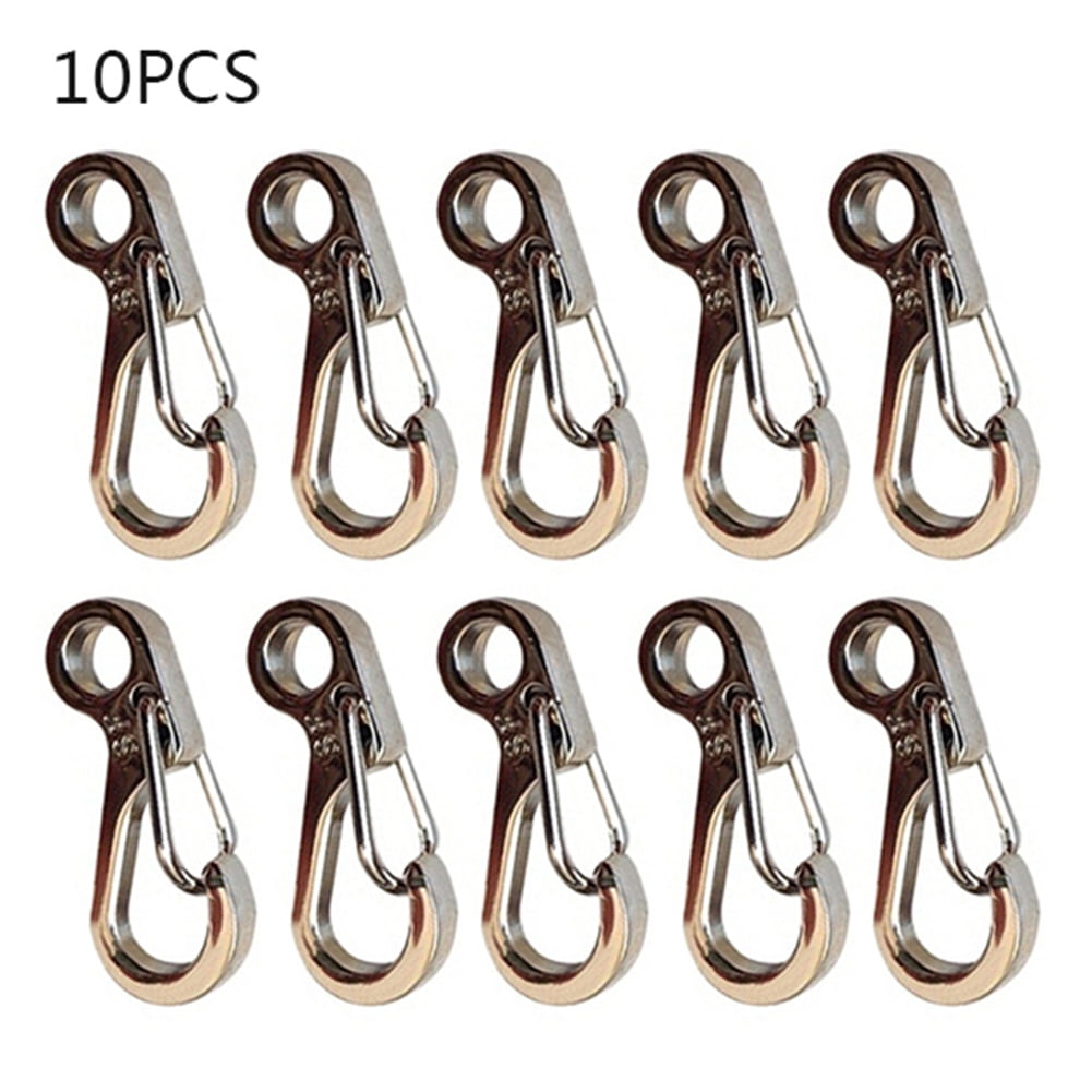 10 Stainless Steel SF Climbing Buckle Snap Clip Hook Keychain Carabiner Keyring 