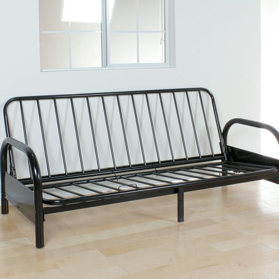 Modern Black Futon Frame With Metal Tube, Adjustable For Different Needs To Enhance Your Living Room Style