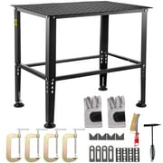 VEVORbrand Welding Table, 36" x 24" Adjustable Workbench, 0.12" Thick Industrial Workbench, 600lb Load Capacity Metal Workbench, Heavy Duty Carbon Steel Welding Table W / Accessories