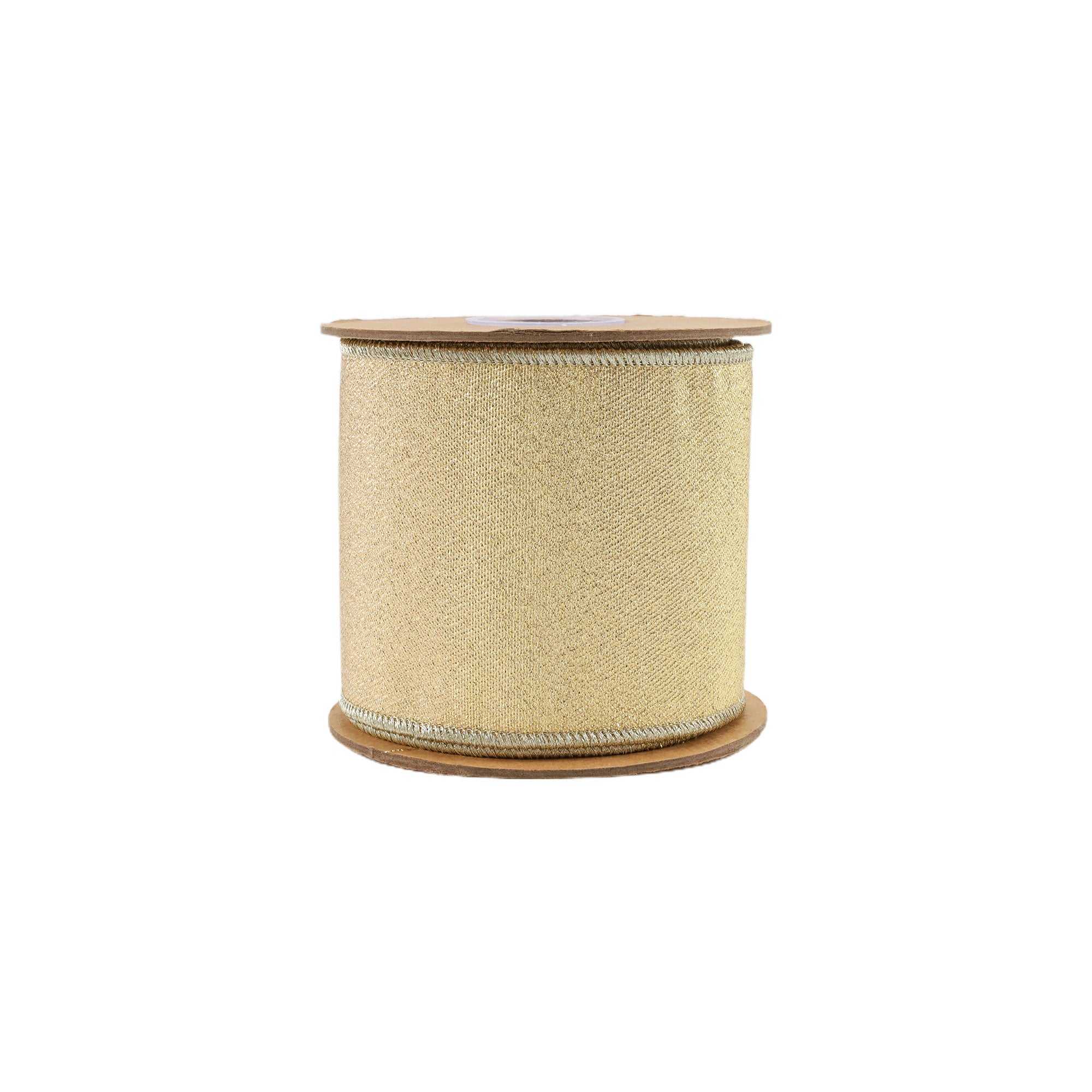 LaRibbons 4" Wired Iridescent Ribbon, Gold Metallic Double-Fused Taffeta Backing, 10 Yard Roll