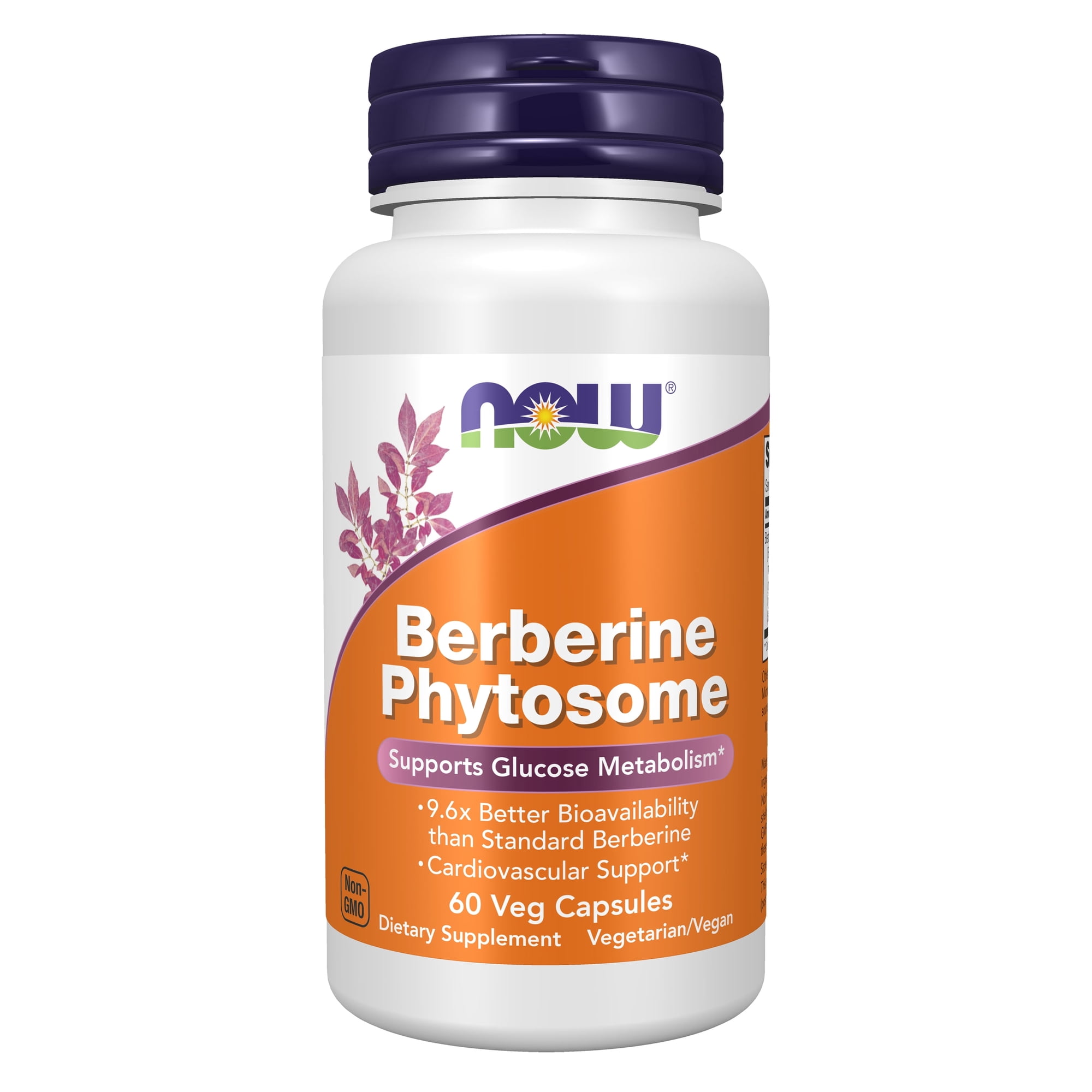 NOW Berberine Phytosome Supports Glucose Metabolism Cardiovascular Support 9.6x Better Bioavailability 60 Veg Capsules