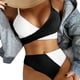 thumbnail image 1 of Traje de baño de bikini Bloque de color Cruzado Lazo Espalda Cintura alta Mujeres Trajes de baño de 2 piezas para playa Piscina Negro XL, 1 of 6