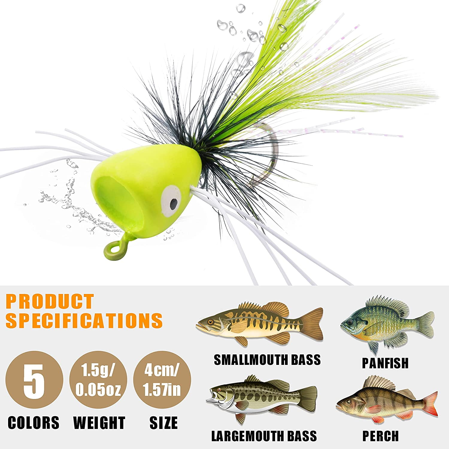OROOTL Fly Fishing Popper Flies, 12pcs Fly Popper Lures Bass Panfish  Bluegill Crappie Popping Bug Sunfish Trout Salmon Poppers Flys Kit for Fly  Fishing 