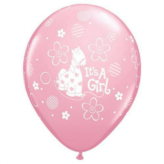 LOONBALLOON Baby Girl Balloons, 11″ IT'S A GIRL SOFT PONY