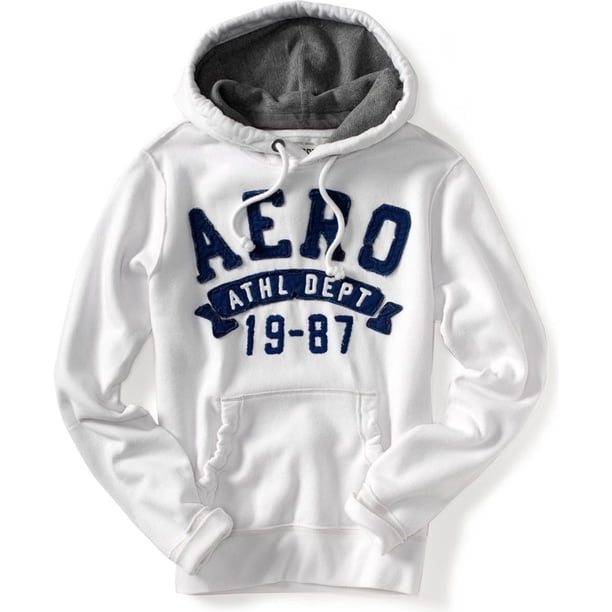 Aeropostale - Sudadera con capucha para hombre Aero Athl Dept 19-87, color blanco, grande