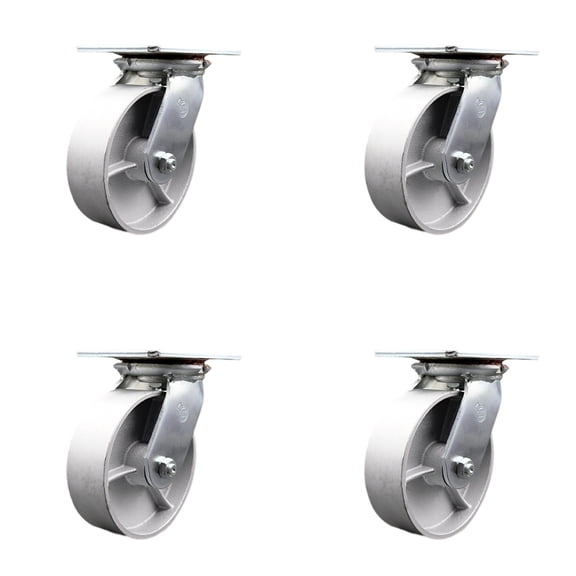 6 Inch Heavy Duty Semi Steel Caster Set with Ball Bearings Set of 4 SCC