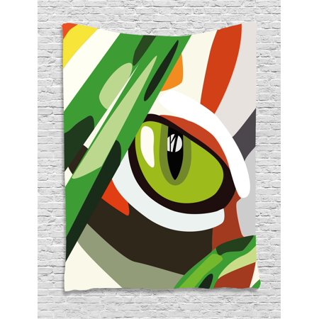 Eye Tapestry Wild Feline Cat Tiger Eye Behind Bushes Abstract Nature Dangerous Predator Vibrant Art Wall Hanging For Bedroom Living Room Dorm Decor