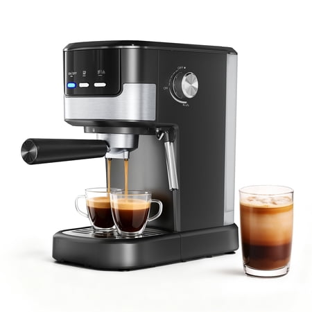 Espresso Machine with Milk Frother, 15 Bar Compact Coffee Machine Stainless Steel Espresso Maker for Cappuccino, Latte