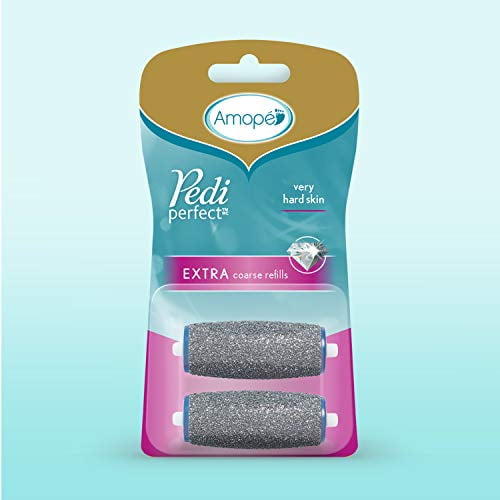 Amope Pedi Perfect Electronic Foot File Refills, Extra Coarse Rollers for Feet, Removes Hard and Dead Skin - 2 Count