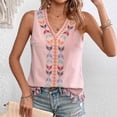 thumbnail image 3 of Women's Boho Embroidered V-Neck Tank Top Sleeveless Tassel Trim Blouse for Summer, 3 of 4
