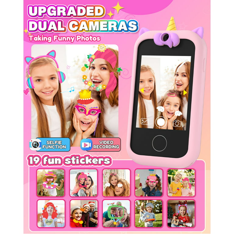  Kids Smart Phone for Girls Toys 8-10 Years Old Touchscreen  Learning Toy Christmas Birthday Gift with Dual Camera and MP3 Music Player  Phone Toy for 3 4 5 6 7 8
