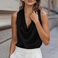 thumbnail image 6 of Resicozy Womens Silk Satin Summer Camisole Tank Tops Trendy Sleeveless Cowl Neck Blouses Dressy Casual Business Shirts Black L, 6 of 9