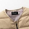 thumbnail image 4 of QSAWXQZ Men's Short Sleeve Quilted Down Jacket Solid Crewneck Zip Up Cardigan Puffer Coat with Pockets Khaki M, 4 of 8