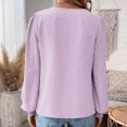 thumbnail image 3 of Chiffon Shirt for Women Loose Fit Lace V Neck Blouse Fashion Long Sleeve Casual Solid Color Business Tops (Purple XL), 3 of 3