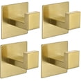 thumbnail image 1 of Paquete de 4 ganchos autoadhesivos TUNC dorado cepillado para toallas sin taladrar, 1 of 5