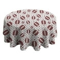 thumbnail image 4 of Brown Footballs with Stars Pattern Round Tablecloth 60"x60",Wrinkle Wipeable Table Cloth for Kitchen Dining Room Picnic Patio Party, 4 of 6