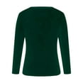 thumbnail image 3 of Velvet Tops for Women Dressy Casual V Neck Shirts Loose Fit Long Sleeve Vintage Velour Blouse Solid Color Holiday Party Outfits Dark Green 4XL, 3 of 5