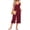 Burgundy, variant on Women Summer Sleeveless Spaghetti Strap Wide Leg Romper Jumpsuit with Pockets Casual Loose Fit