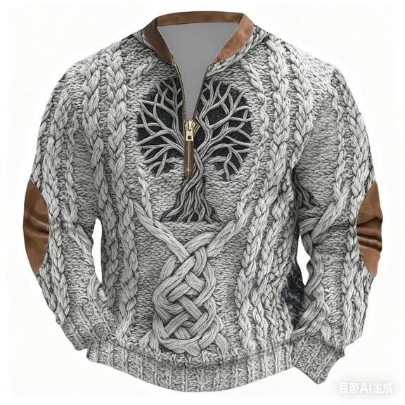 Mens Sweatshirts Pullover Sweater With Half Zip Neck Design