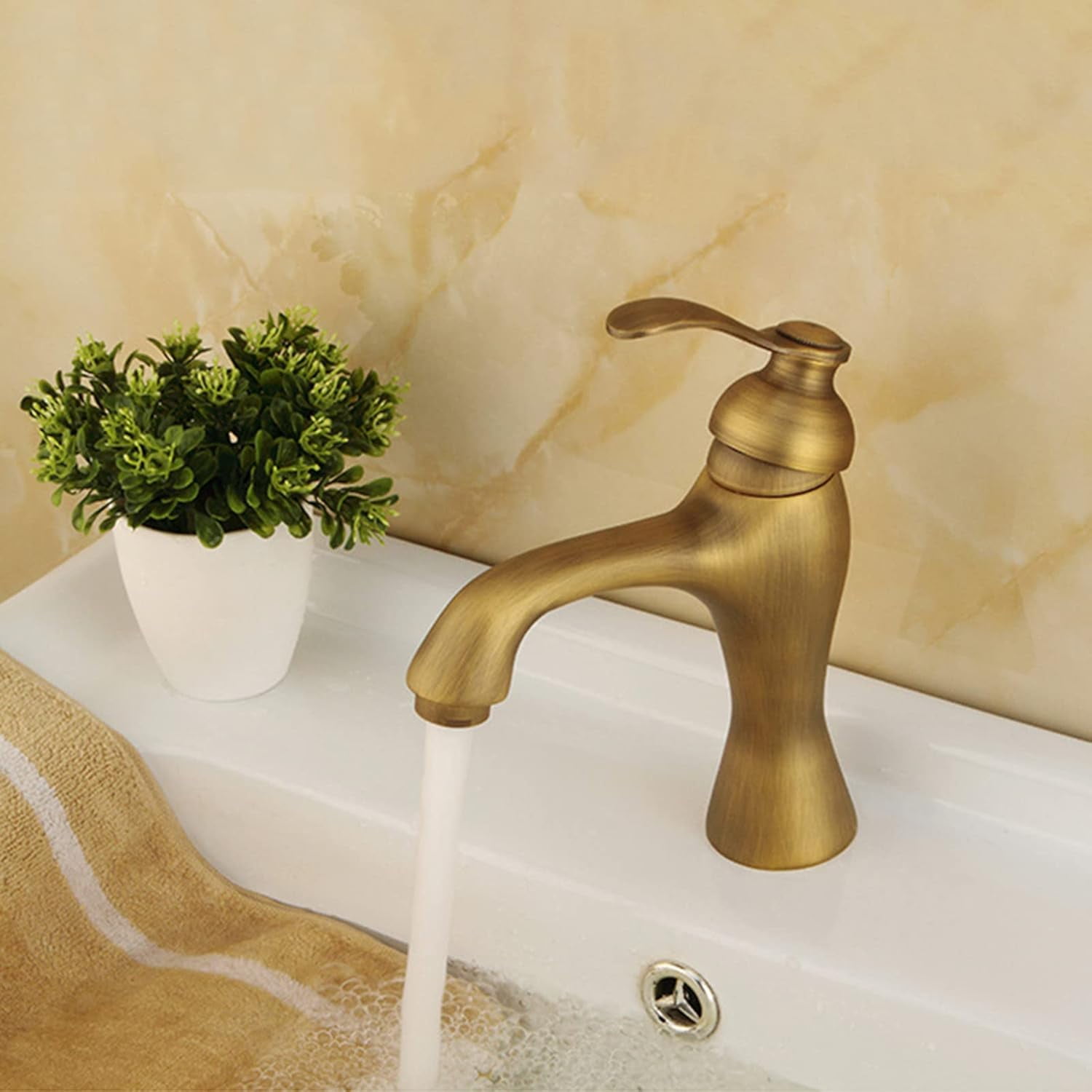 Vintage Bathroom Faucet, Brass Bathroom Faucet, Cold Hot Mixer Vintage Vanity Tap, Single Hole Single Handle Bathroom Sink Faucet, Antique Faucet