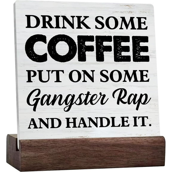 Coffee and Tea Ceramic Table Sign Decor Rustic Coffee Wooden Box Signs with Sayings Desk Decoration Home Kitchen Office Desk Shelf Decor Sign