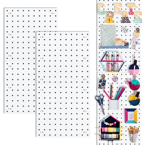 Pegboards, Pegboard Wall Organizer Panels, Peg Boards for Wall, Craft Room, Kitchen, Garage, Living Room, Bathroom, and Study Room, Easy to Install (4Pcs)