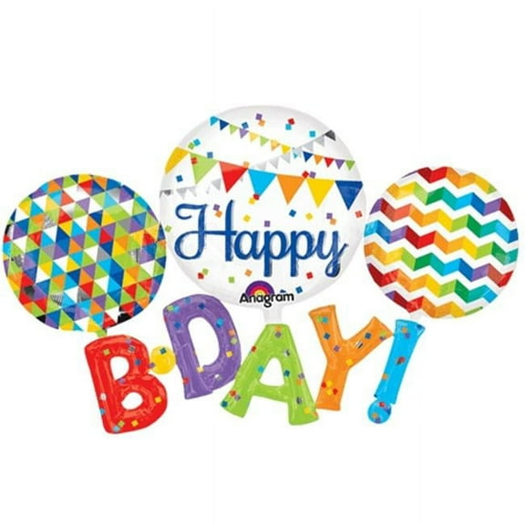 Loftus International A3-1227 56 x 36 in. Happy Bday Multi- Balloon