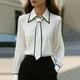 thumbnail image 1 of Ounisa Women's Bow Tie Neck Long Sleeve Buttton Cuff Chiffon Elegant Blouse, 1 of 6