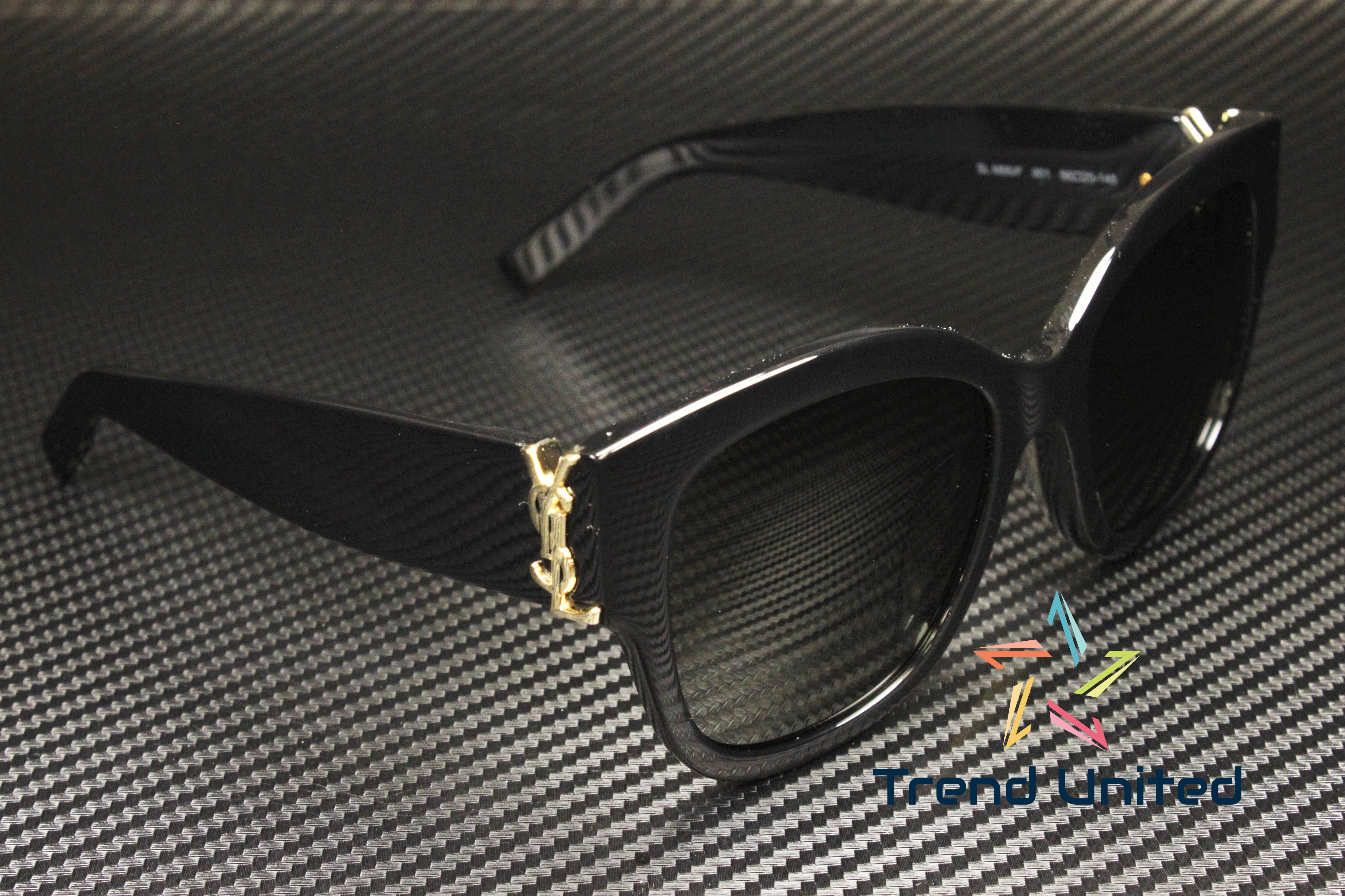 SAINT LAURENT SL M95_F 001 Cat Eye Black Gold Grey 56 mm Women's Sunglasses