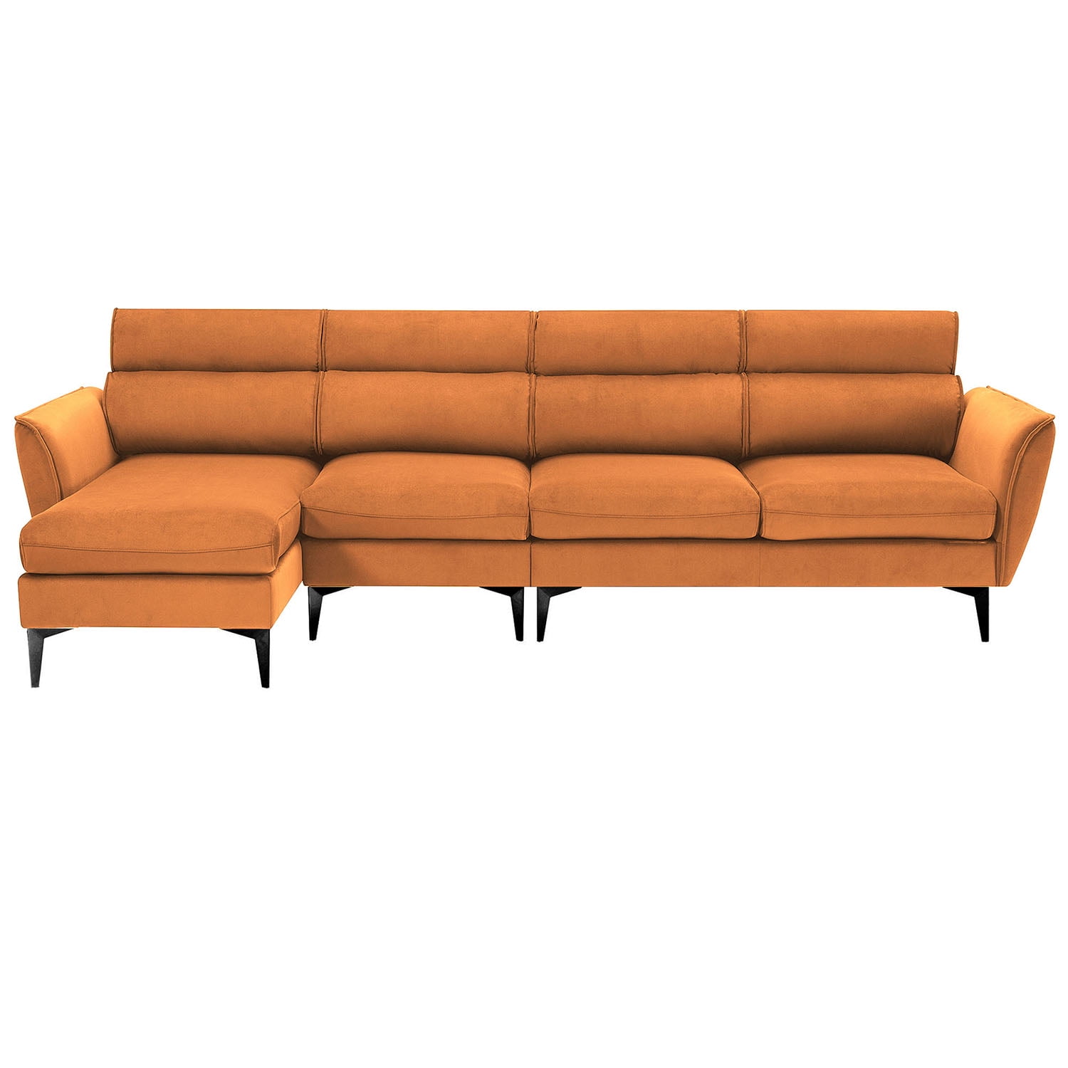 Kadyn 111 " Convertible Sectional Sofa Couch, Flannel L Shape Furniture Couch with Chaise Left/Right Handed Chaise, Modern Fabric Sofa for Apartment, Orange Kadyn 111 " Convertible Sectional Sofa Couch, Flannel L Shape Furniture Couch with Chaise Left/Right Handed Chaise, Modern Fabric Sofa for Apartment, Orange