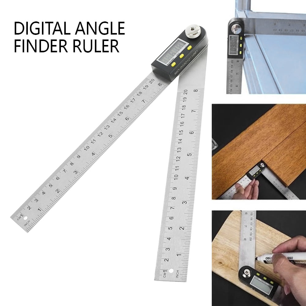 8" Electronic Digital Angle Finder Protractor Ruler Stainless LCD With batteries 