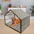 thumbnail image 2 of Flower Pet House, Flowers and Leaves Pattern on Pale Colored Background Botanical Style Composition, Outdoor & Indoor Portable Dog Kennel with Pillow and Cover, 5 Sizes, Multicolor, by Ambesonne, 2 of 4