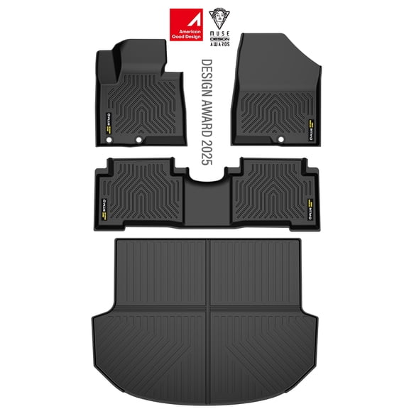 4PCS Floor Mats Cargo Liner Fit for Hyundai Santa Fe 2017 All Weather Protection TPE Floor Mats Black 1st & 2nd & 3rd Row