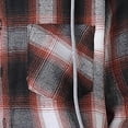 thumbnail image 5 of Flannel with Hood Dqueduo Men's Checkered Flannel Hooded Drawstring Long Sleeve Button Front Chest Pocket Casual Shirt Jacket, Unisex Orange XXL, 5 of 5