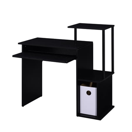 Black Work Desk With Keyboard Tray And Organizing System Computer Integrated Storage Unit