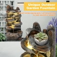 thumbnail image 2 of WJSP Gray 6-Tier Cascading Rock Water Fountain 35x30x68cm Outdoor Freestanding Waterfall with LED Light Pump Natural Stone Look for Garden Patio Yard, 2 of 6
