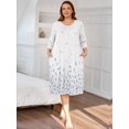 thumbnail image 6 of SHOWMALL Women's Plus Size Nightgown with Pockets Soft 3/4 Sleeve Pleated Crew Neck Sleep Dress Loose Lounge Sleepwear, 6 of 7