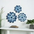 thumbnail image 2 of DecMode Coastal Metal Blue Glittery Flower Wall Décor, Set of 3 18", 12", 11"H, 2 of 13