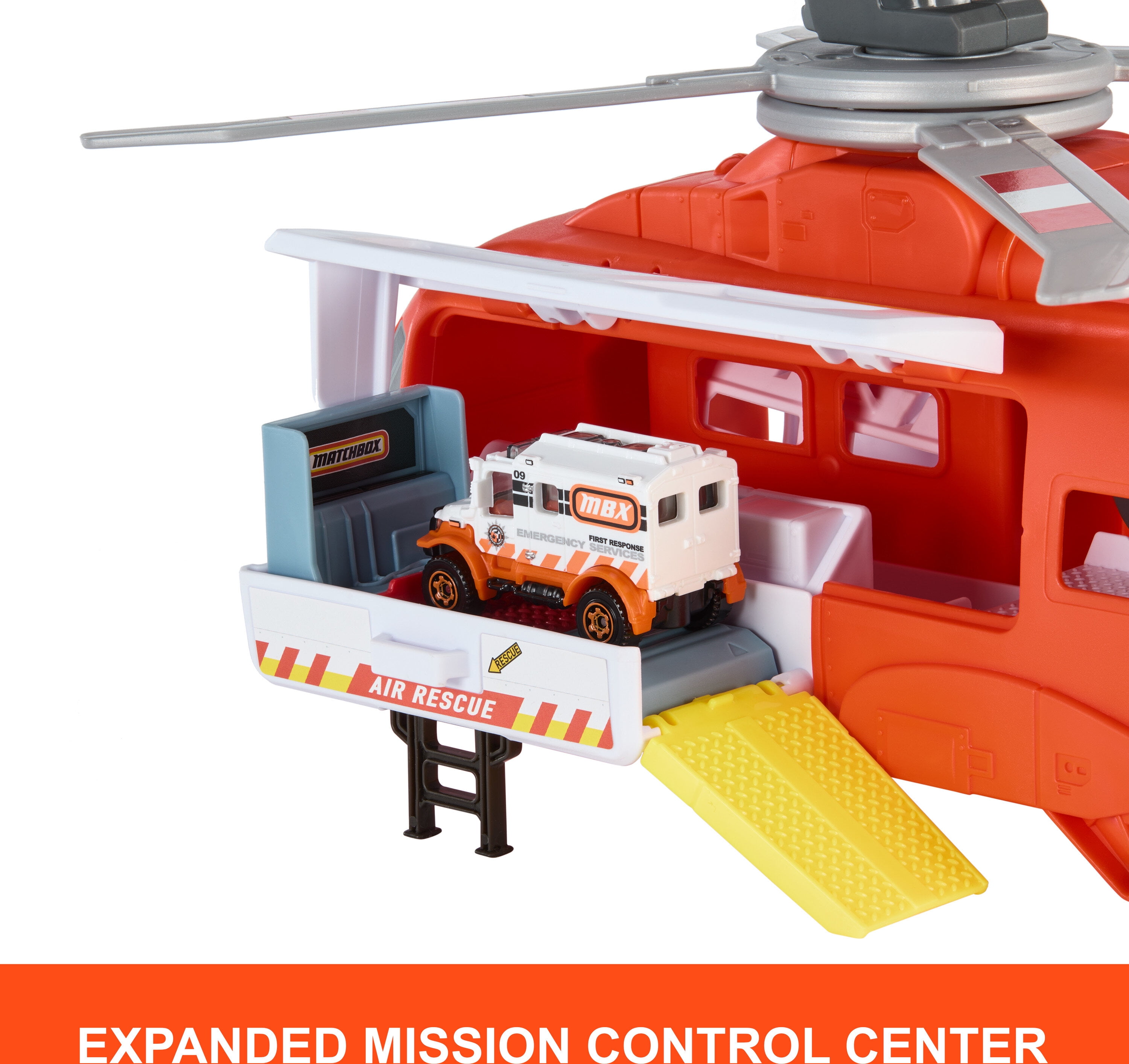 Matchbox Action Drivers Rescue Helicopter,16In LargeScale Helicopter with 1:64 Scale DieCast Toy Amb(图4)