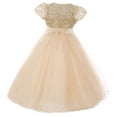 thumbnail image 2 of Little Girls Lace Top Tulle Bolero Party Pageant Holiday Gown Flower Girl Dress Gold 6 (C17B13), 2 of 4