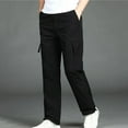thumbnail image 5 of QATAINLAV Men's Casual Straight Leg Pants Loose Fit Multiple Pockets Lightweight Cargo Pants Solid Color Big and Tall Work Trousers Black XXXL Birthday Gifts, 5 of 6