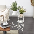 thumbnail image 2 of DecMode 18" x 18" x 24" 3 Tier White Metal Folding Plantstand with Sun Face Cutouts, 2 of 10