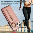 thumbnail image 4 of Decase Compatible with iPhone 14 Case with Card Holder and Strap for Women,Crossbody Lanyard,Stand Ring Kickstand,Snap Clasp,Phone Wallet Case,Rosegold, 4 of 10