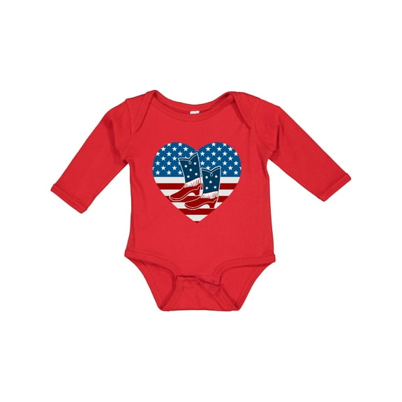 Inktastic USA Cowboy Boots Patriotic Boys or Girls Long Sleeve Baby Bodysuit