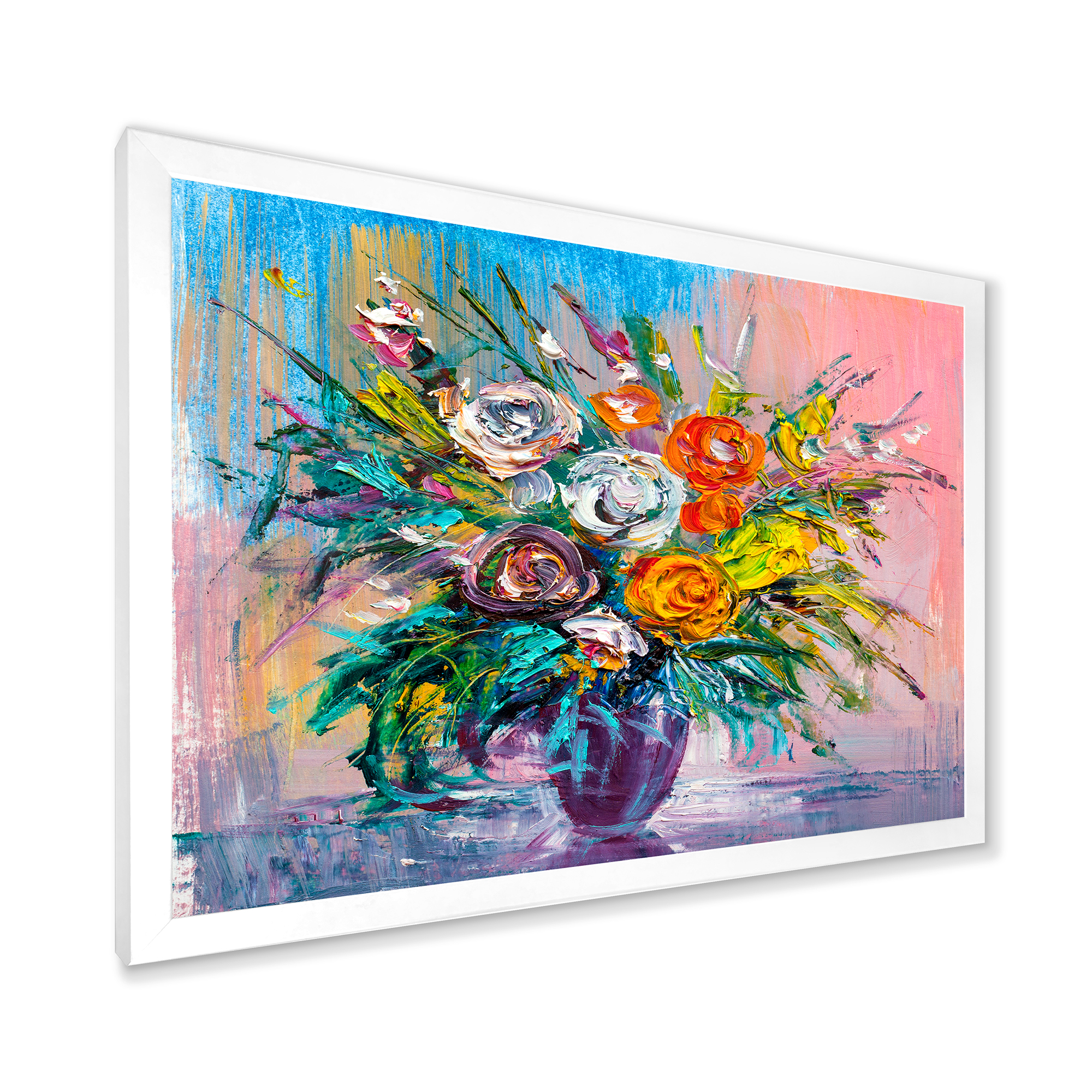 Designart 'Bouquet Of Vibrant Colored Flowers' Traditional Framed Art Print