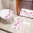 thumbnail image 4 of Pink Flowers Bath Mat 3 Piece Bathroom Rug Set, Vintage White Floral Plant Herb Botanical Non Slip Bath Rug Contour Mat and Toilet Lid Cover, Absorbent Shower Mats Soft Bath Rugs and Mats Sets, 4 of 8