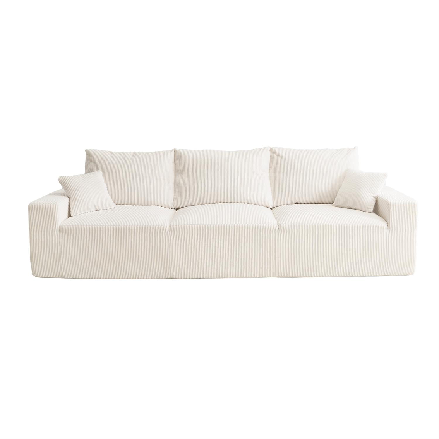 Demi Bonn 110" Ultra-Soft L-Shaped Sectional Sofa, Full-Compression 3-Seater Cloud Couch with Out Chaise, Modular Deep Seat, No Assembly Required, Beige